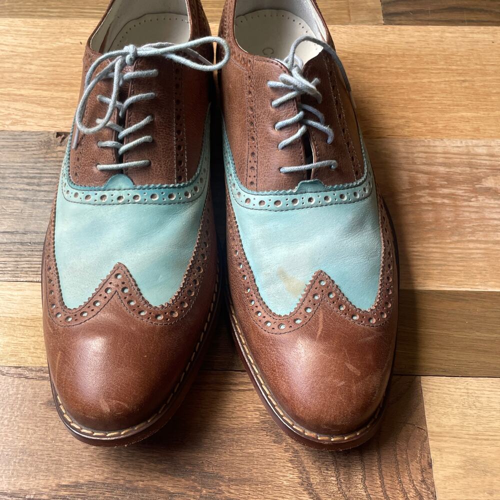 Cole Haan Nike Air Men's 11 M Brown Blue Leather Wingtip Brogue C10038 - Picture 8 of 8